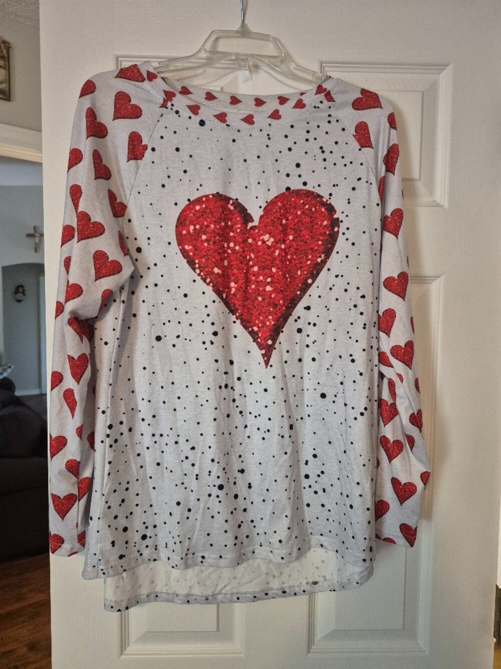 Long sleeve white and heart top